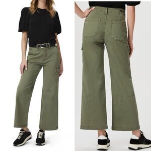 Paige Carly Cargo Pants High Rise Wide Leg Ankle